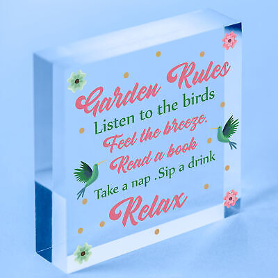 Garden Rules Novelty Hanging Plaque SummerHouse Sign Garden Shed Friendship Gift