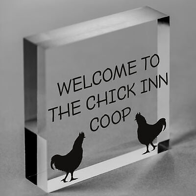 Welcome Chicken Coop Sign Outdoor Garden Shed Plaque Chicken Hen Gifts