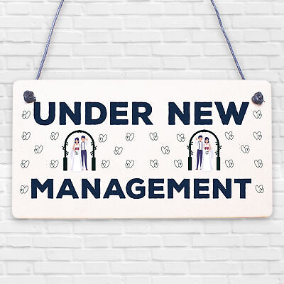 Under New Management Novelty Wedding Night Decoration Hanging Plaque Sign Gift