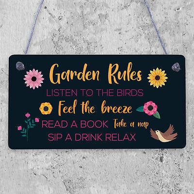 Hanging Garden Rules Sign For Garden Shed Wall Sign Home Decor Garden Plaques