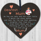 Mum Memorial Bauble Plaque Birthday Christmas Tree Decoration Wooden Heart Gift