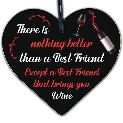 Best Friend Brings Wine Gifts Friendship Signs Shabby Heart Wine Alcohol Plaques