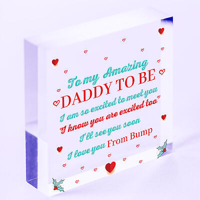 Dad Daddy To Be Gift Funny Novelty Wooden Heart Baby Shower Gift For New DAD