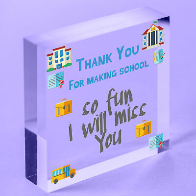 Teacher Leaving Nursery School Gift Wood Heart Sign End of Term Thank You Plaque