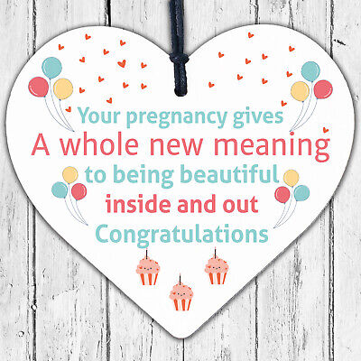 Pregnancy Congratulations Mum Dad To Be New Baby Shower Gift Wood Heart Plaque