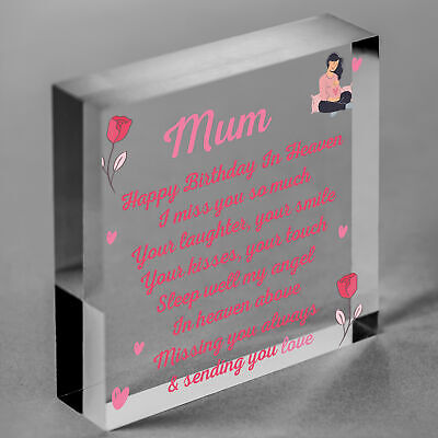 MUM Mother Memorial Birthday Plaque Wood Heart Grave Tribute Rememberance Gift