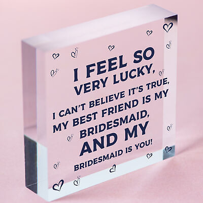 Best Friend Is My Bridesmaid Wooden Hanging Heart Wedding Plaque Thank You Gift