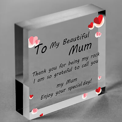 Beautiful Mum Gifts Wood Hanging Sign For Birthday Mothers Day Plaque Heart