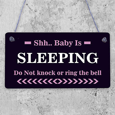 Shh.. Baby Is Sleeping Do Not Disturb Nursery Hanging Plaque Baby Door Cot Sign