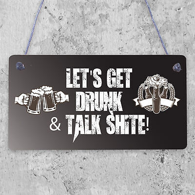 Novelty Bar Plaque LETS GET DRUNK Funny Pub Home Bar Sign Man Cave Gifts