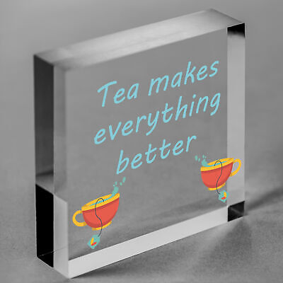 Tea Makes Every Better Kitchen Plaque Vintage Wall Sign Chic Bar Pub Decor Gifts