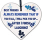 Best Friends Finish Fall Laughing Novelty Wooden Hanging Heart Friendship Plaque