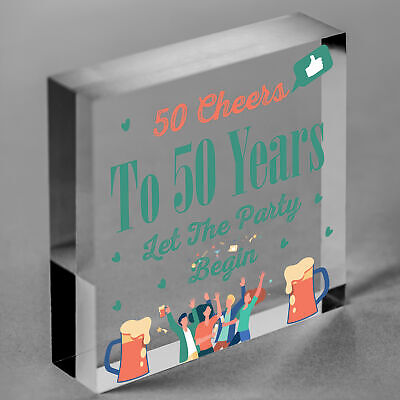 50th Birthday 50 Cheers To 50 Years Funny Wooden Heart Sign Gift For Him Her