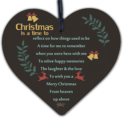 In Memory Christmas Wooden Heart Decoration Memorial Quote Tree Sign Plaque Gift