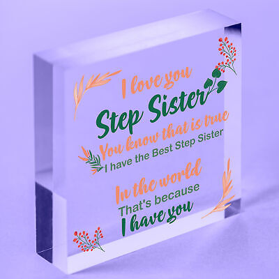 Step Sister Plaque Wooden Heart Sign Step Sister Birthday Christmas Present Card