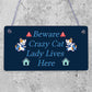 CRAZY CAT LADY Cute Funny Gift Idea Animal Lover Hanging Plaque Home Door Sign