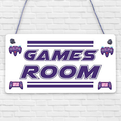 Games Room Man Cave Hanging Plaque Gift For Him Boys Bedroom Plaque Sign