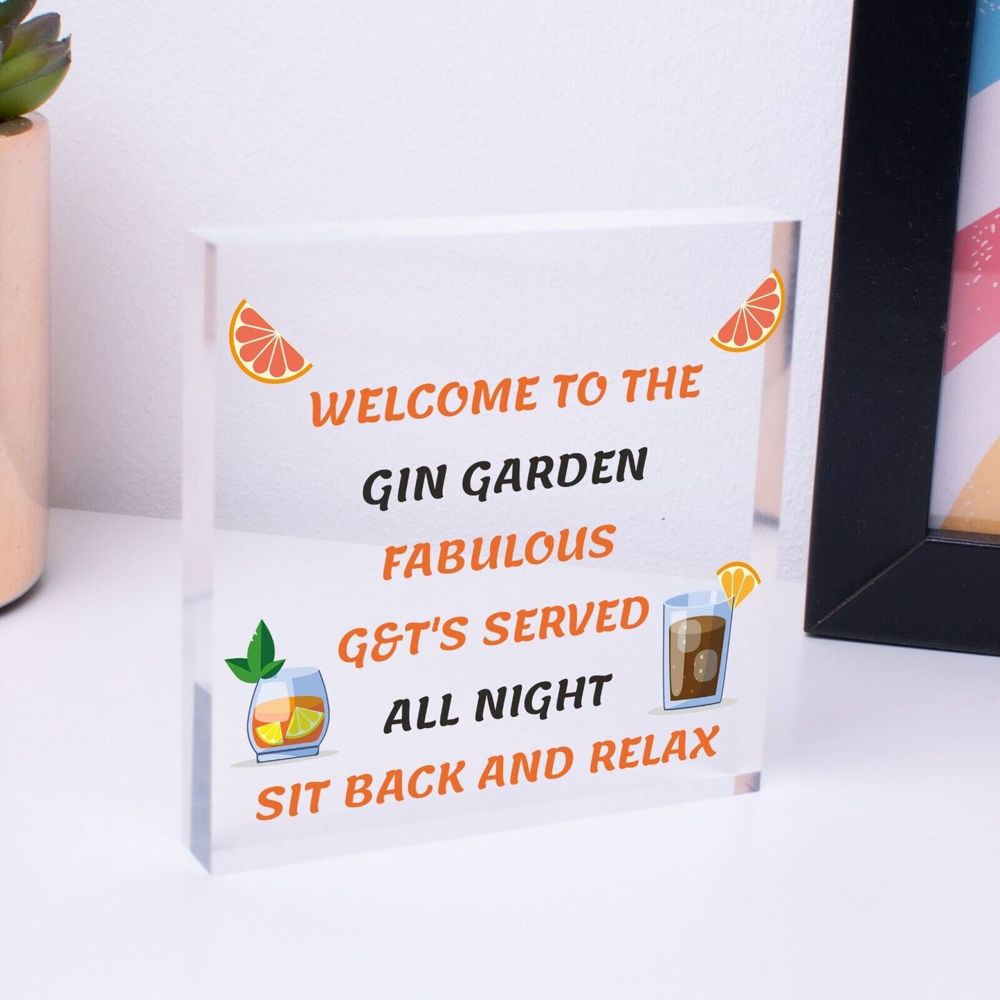 Welcome To The Gin Garden Hanging Home Bar Pub Sign Gift For Her