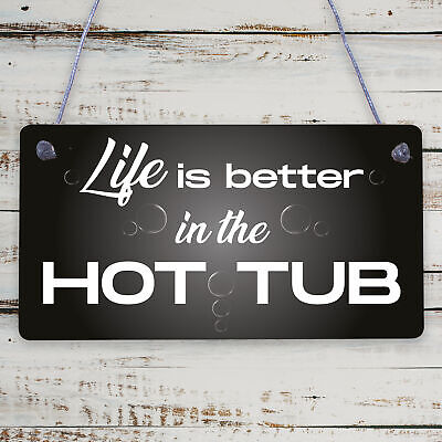 Novelty Hot Tub Sign Garden Decor Hanging Wall Shed Outdoor Plaque Pool Party