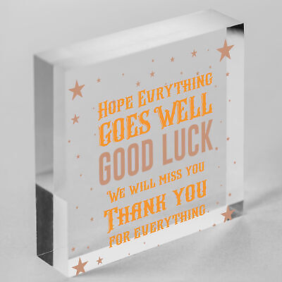 Good Luck Colleague Friend Teacher Work New Job Gift Engraved Wood Sign Present