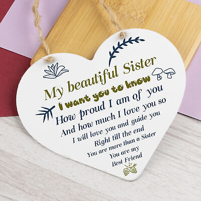 Sister Birthday Card Gift Wood Heart Sister Gifts For Christmas Best Friend Sign