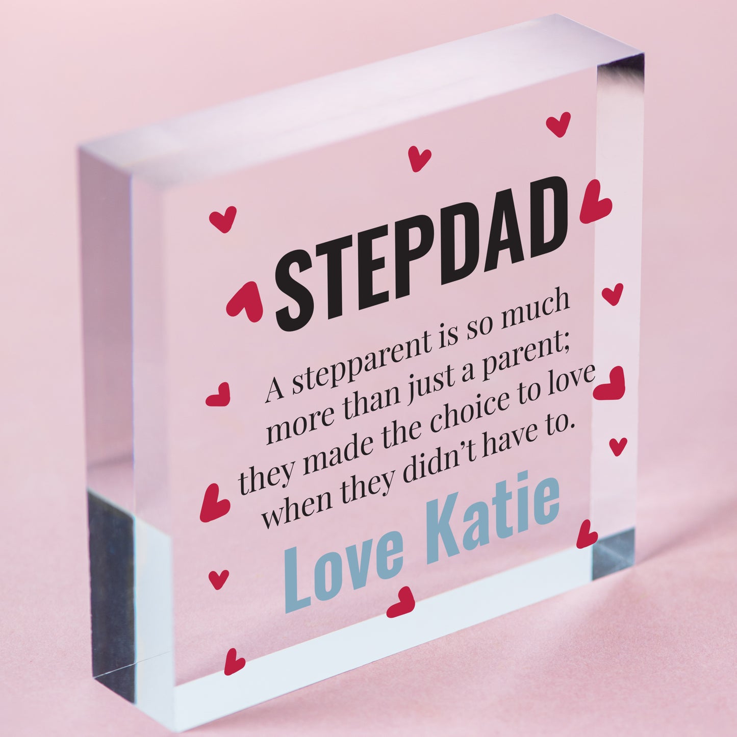 Personalised Step Dad Birthday Christmas Gifts From Son Daughter Clear Block