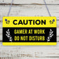 Gaming Funny Caution Bedroom Sign Games Room Gamer Gift For Boys Brother Son