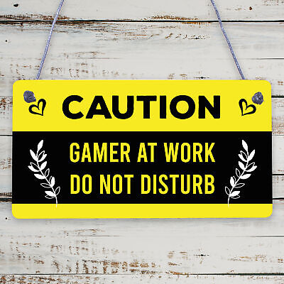 Gaming Funny Caution Bedroom Sign Games Room Gamer Gift For Boys Brother Son