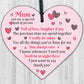 THANK YOU Mum Gifts Wooden Heart For Her Mummy Daughter Birthday Christmas