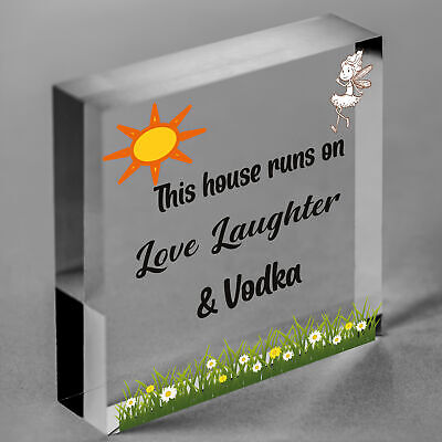 Fun Laughter Vodka Kitchen Plaque Alcohol Home Bar Sign Friend Gift For Women