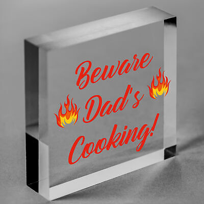 Beware Dad's Cooking Funny Father's Day BBQ Hanging Plaque Man Cave Gift Sign