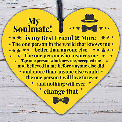 Soulmate Gift Wooden Heart Birthday Anniversary Gift For Him For Her Love Sign