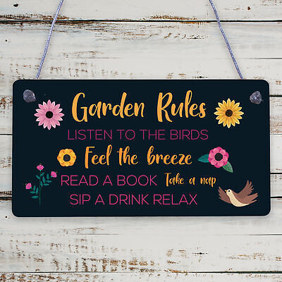 Hanging Garden Rules Sign For Garden Shed Wall Sign Home Decor Garden Plaques