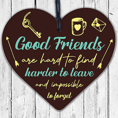 Best Friend Sign Friendship Plaque Handmade Chic Wooden Heart Thank You Gift