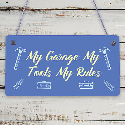 My Garage My Tools My Rules Man Cave Shed Hanging Plaque Father's Day Sign Gift