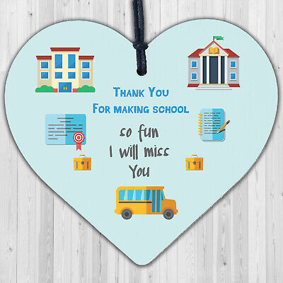 Teacher Leaving Nursery School Gift Wood Heart Sign End of Term Thank You Plaque