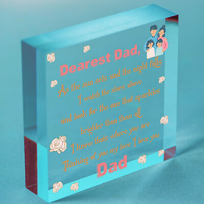 Dad Memorial Plaque Birthday Christmas Tree Decoration Wooden Heart Bauble Gift