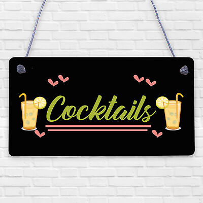 Cocktail Neon Effect Hanging Plaque Home Bar Pub Sign Friendship Man Cave Sign