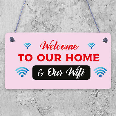 Welcome To Our Home & Wifi Password Chalkboard Gift Hanging Plaque Internet Sign