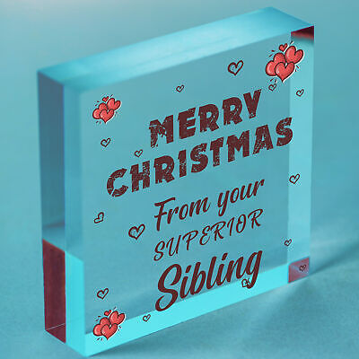 Superior Sibling Funny Christmas Gift For Brother Sister Novelty Wood Heart Gift