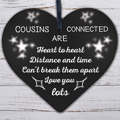 Birthday Christmas Gift For Cousin Wood Heart Family Friendship Keepsake Plaque