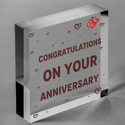 Congratulations On Your Anniversary Wooden Hanging Heart Plaque Love Gift Sign