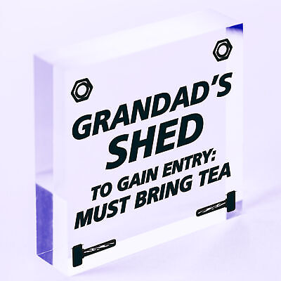 Grandads Shed Must Bring Tea Novelty Wooden Hanging Plaque Garage Sign Gift