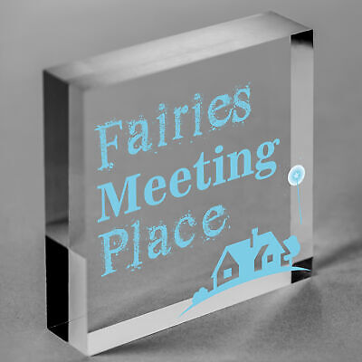 Garden Sign Fairies Meeting Place Hanging Shed SummerHouse Plaque Gifts For Her