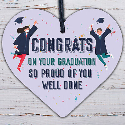 Well Done Graduation Wooden Heart Keepsake Friendship Gift Congratulations Party