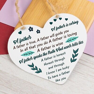 Caring Father Dad Fathers Day Wooden Heart Sign Birthday Gift For Him Daughter