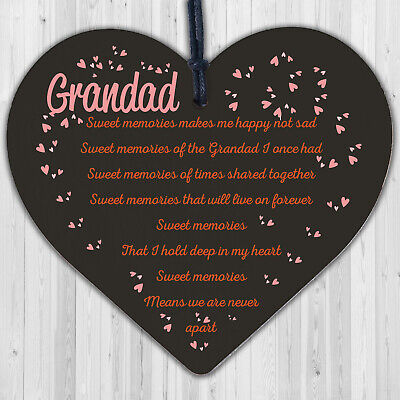 Grandad Grandfather Memorial Plaques Wooden Heart Sign Ornament Christmas