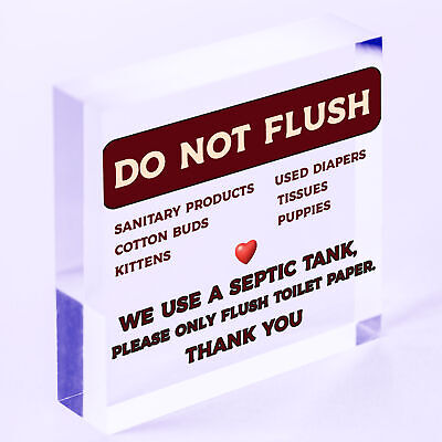 Do Not Flush Septic Tank Hanging Plaque Bathroom Wall Door Toilet Thank You Sign