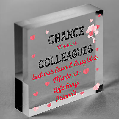 Handmade Chance Made Us Colleagues Wooden Heart Plaque Friend Friendship Gift