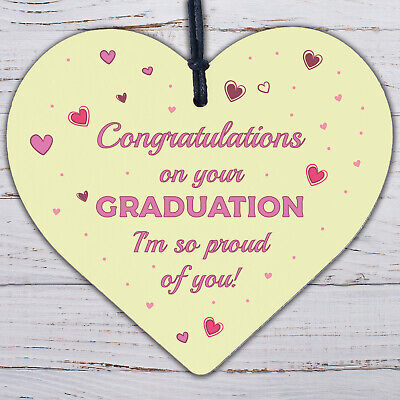 Graduation Congratulations Graduate Degree Wooden Heart Keepsake Gift Plaque